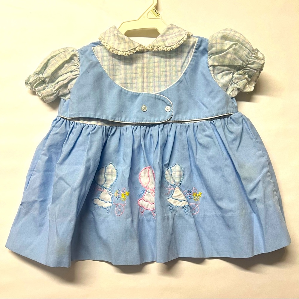 Vintage Toddler Dress Light Blue Size 9 Months